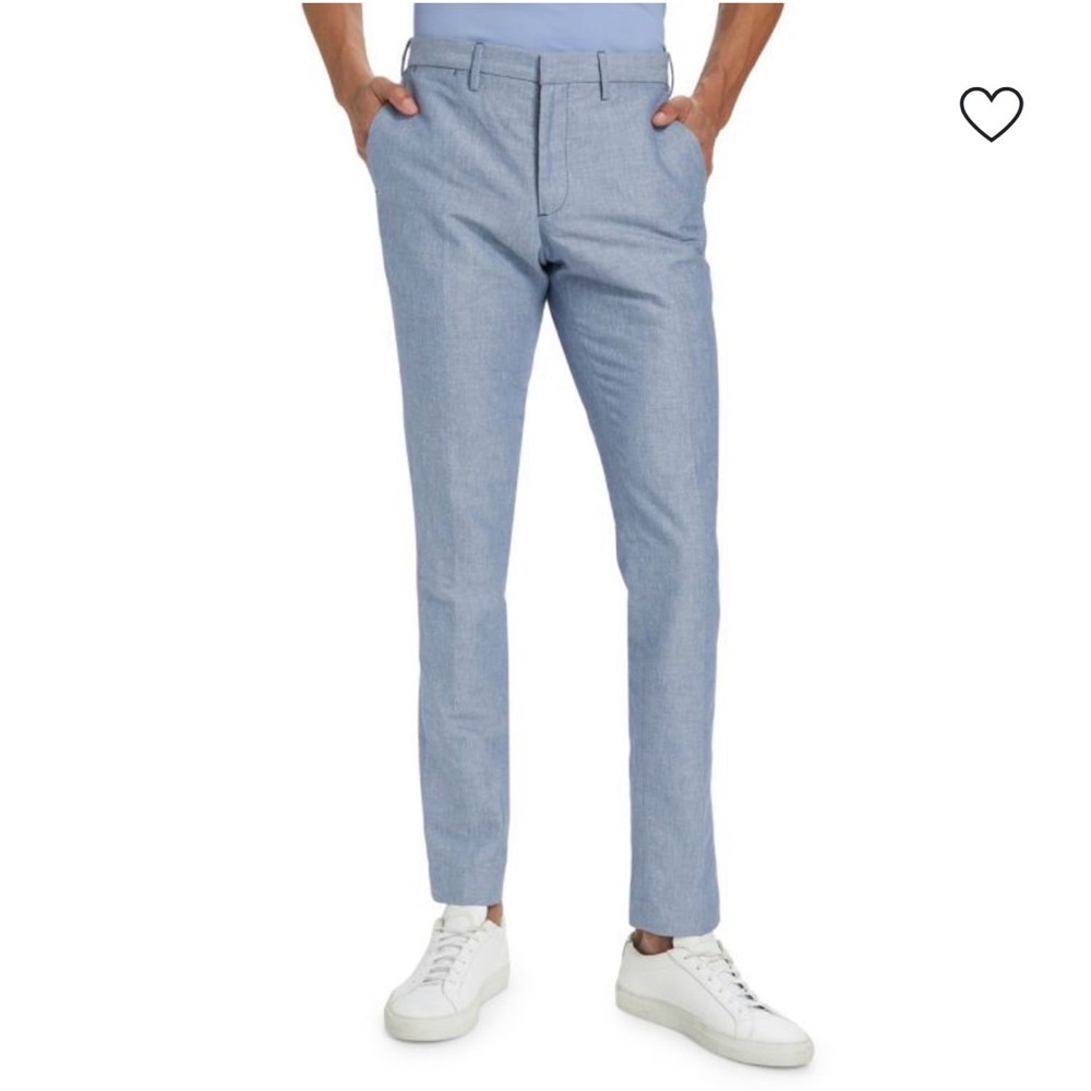 Saks Fifth Slim-fit chambray trousers